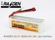 RAIDEN 22.2v 2850mAh 6S1P 30C Li-Polymer battery w/ T connector