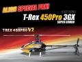 Special ALIGN Pak! T-Rex 450 PRO 3GX Flybarless Super Combo V2 w/ Extra CF 3G Blades+2250mAh 40C Li-Po