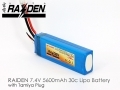 RAIDEN 7.4v 5600mAh 30C Li-Polymer battery w/ TAMIYA connector