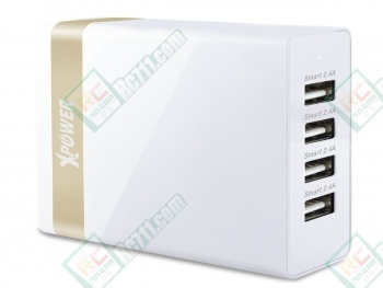 Xpower - X4PA 30W 6A 4-Port USB Smart Charger (White / Gold)